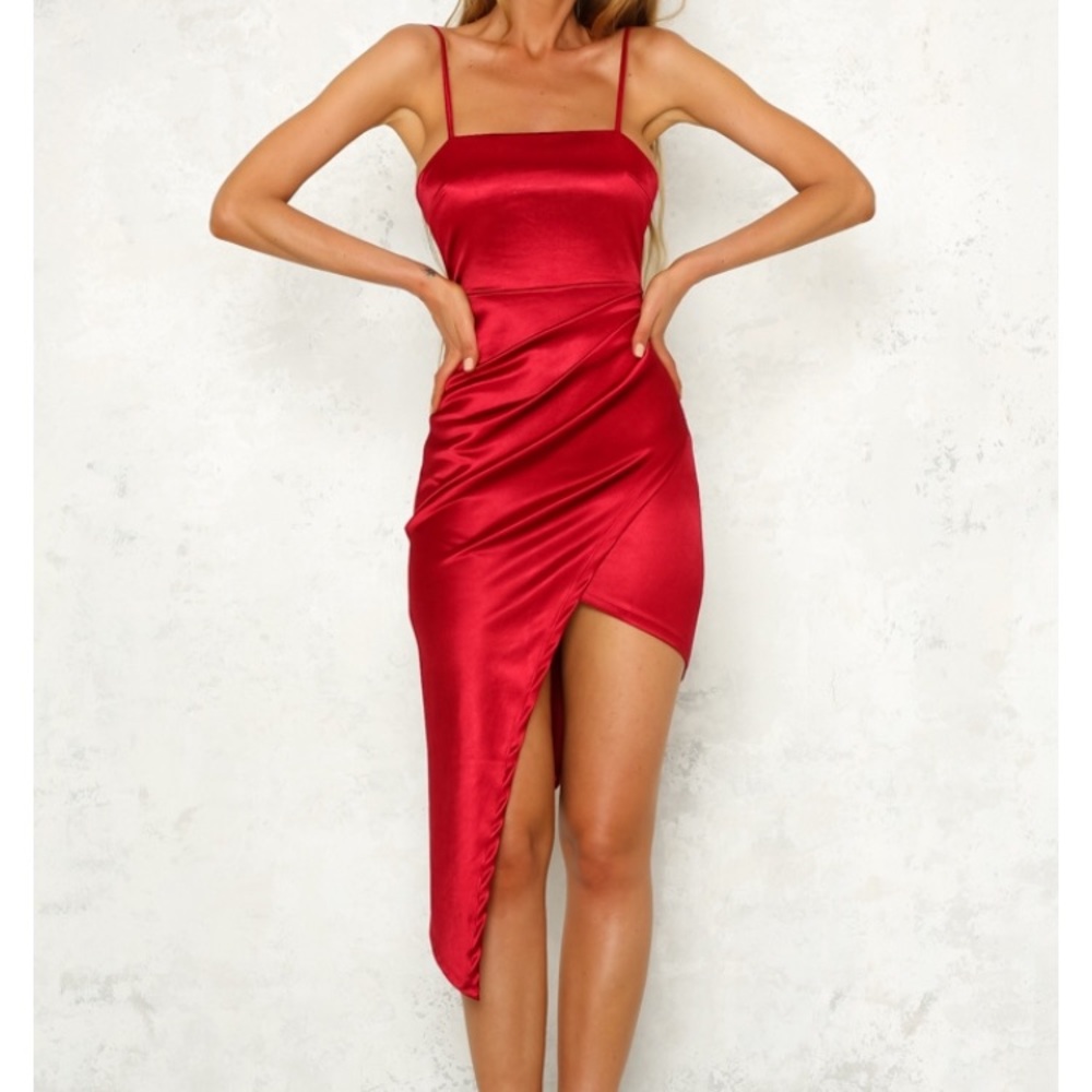 Hello Molly Split Midi Dress Wine